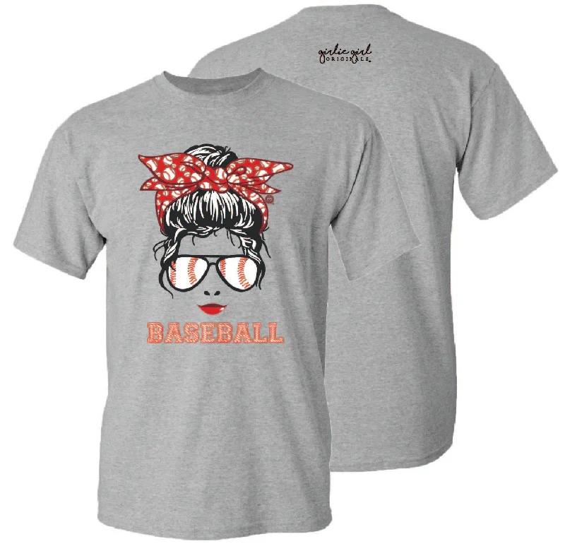 2628 Baseball Messy Bun-SS Sports GreyPainted T-Shirts