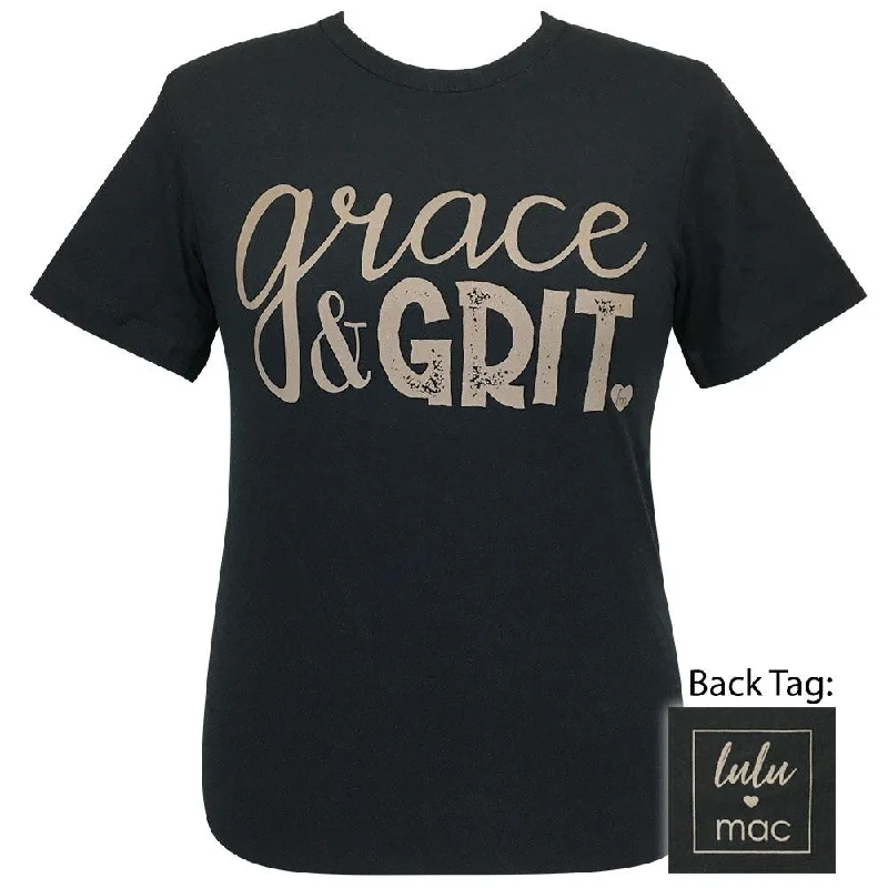 lulu mac-Grace and Grit-Black Heather SS-LM41Lace-Up T-Shirts